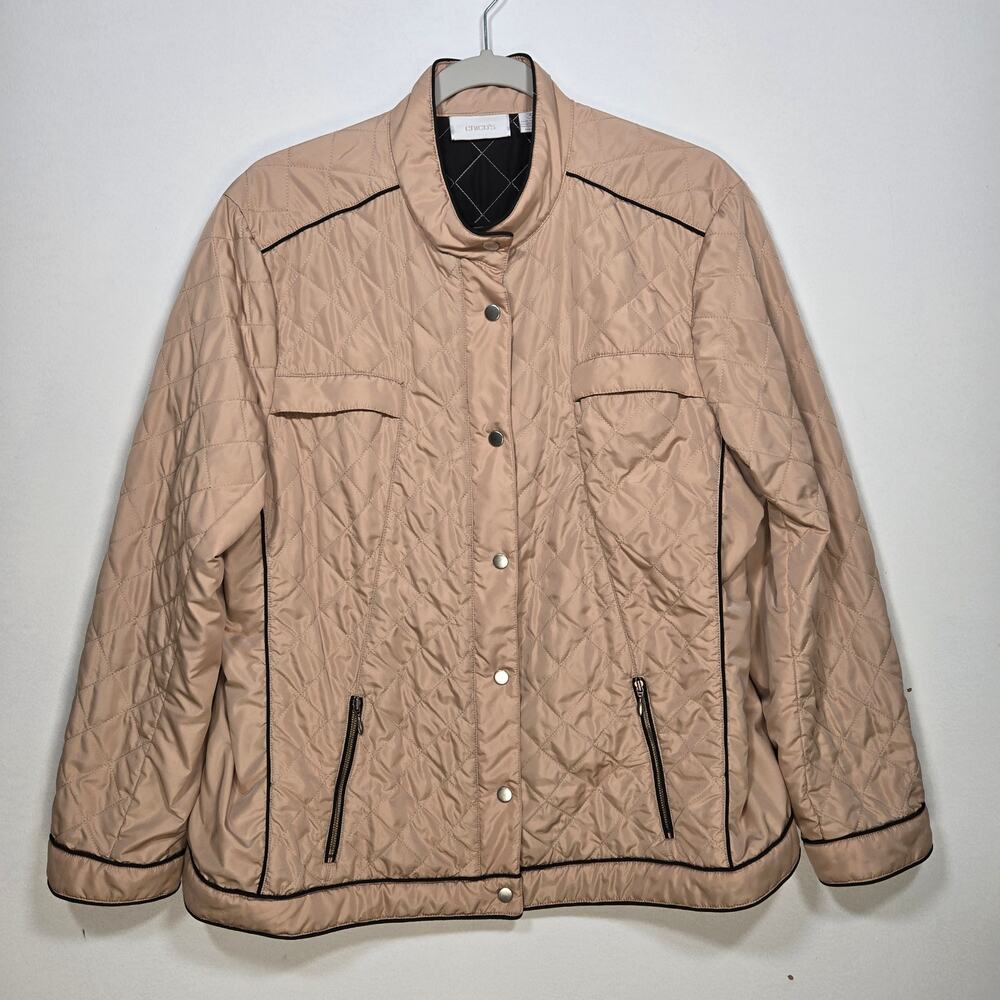 Chico's Women's Tan Quilted Jacket. Size 3.